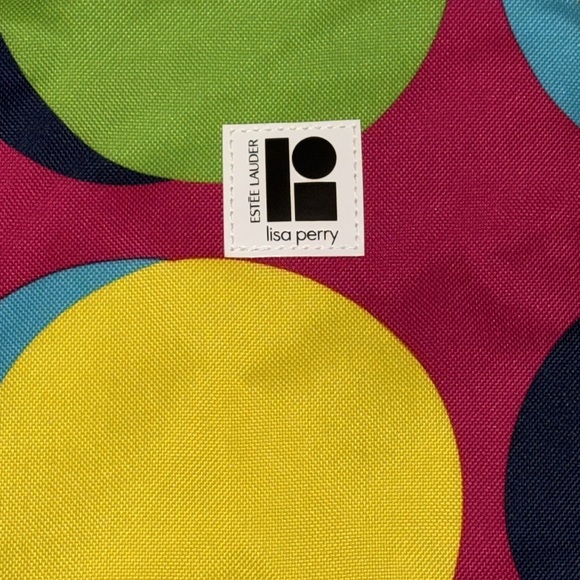 Estee Lauder Lisa Perry Tote Beach Bag Bright Multicolor 14”x16” Skincare/Makeup - Picture 4 of 12